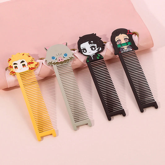 Hair Brush Women Anime Cosplay Demon Slayer Mini Metal Comb Anti-Static Hairdressing Beauty Tools Salon Accessaries Decoration